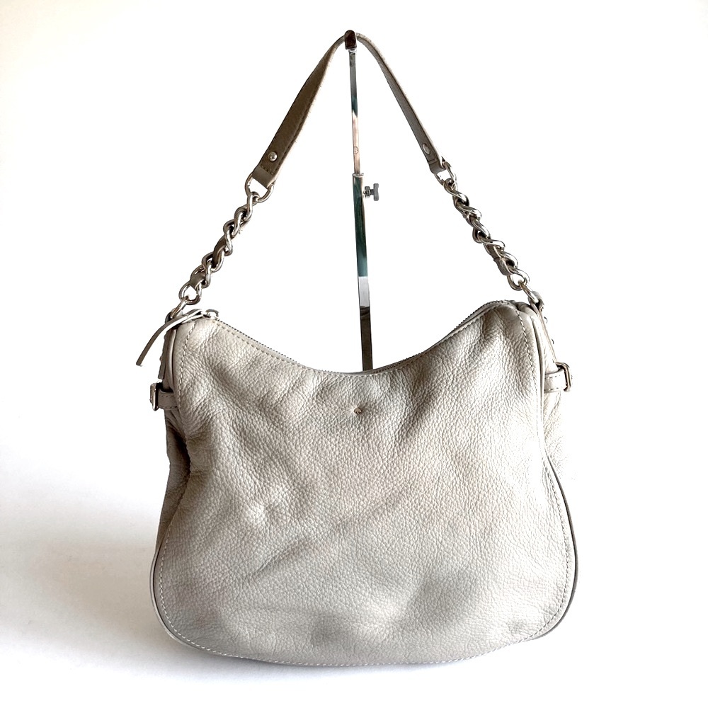 Kate Spade Grey Genuine Pebble Leather Shoulder Bag